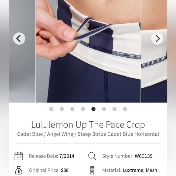 [4] Lululemon Women’s Up The Pace Crop Nautical Navy Blue & White Stripes - Picture 4 of 16